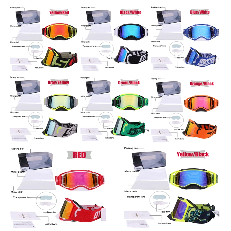 

Солнцезащитные очки для мотокросса, внедорожные спортивные очки для горного велосипеда, шлем для мужчин и женщин, футляр для очков с аксесс...
