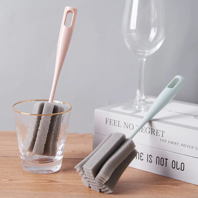 Cepillo para botella de beb&eacute; con mango largo, esponja suave, botella de agua, vaso de vidrio, herramienta de limpieza de cocina, herramienta especial-2