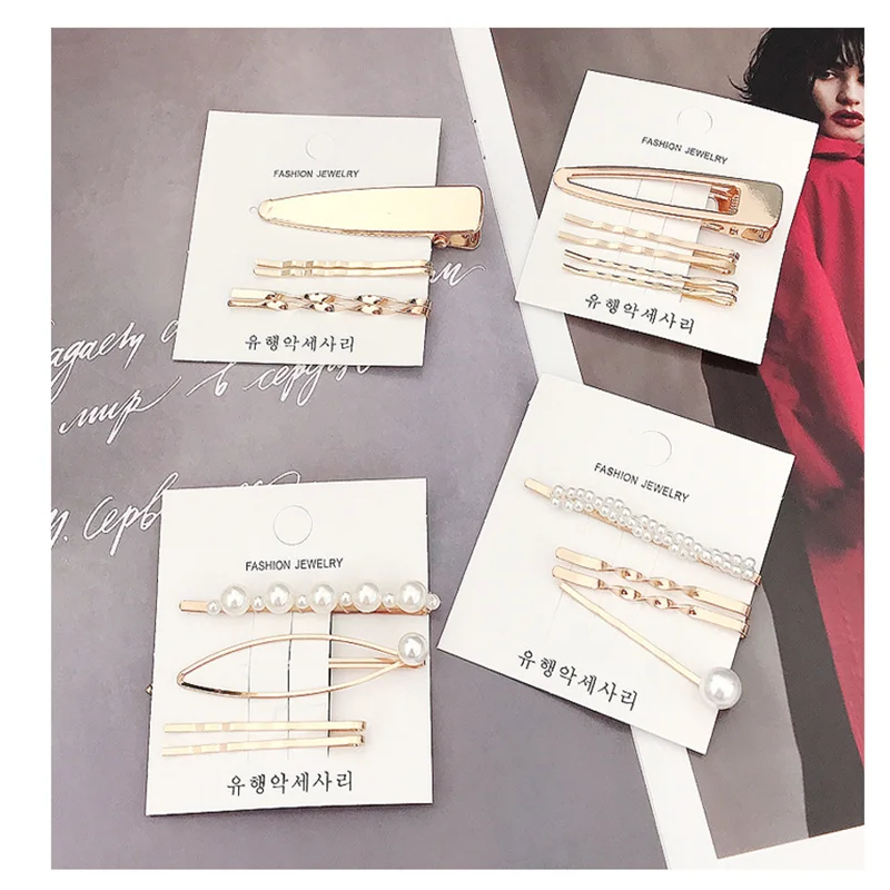 Заколка для волос с жемчугом ракушками и цветами золотистые черные сердца