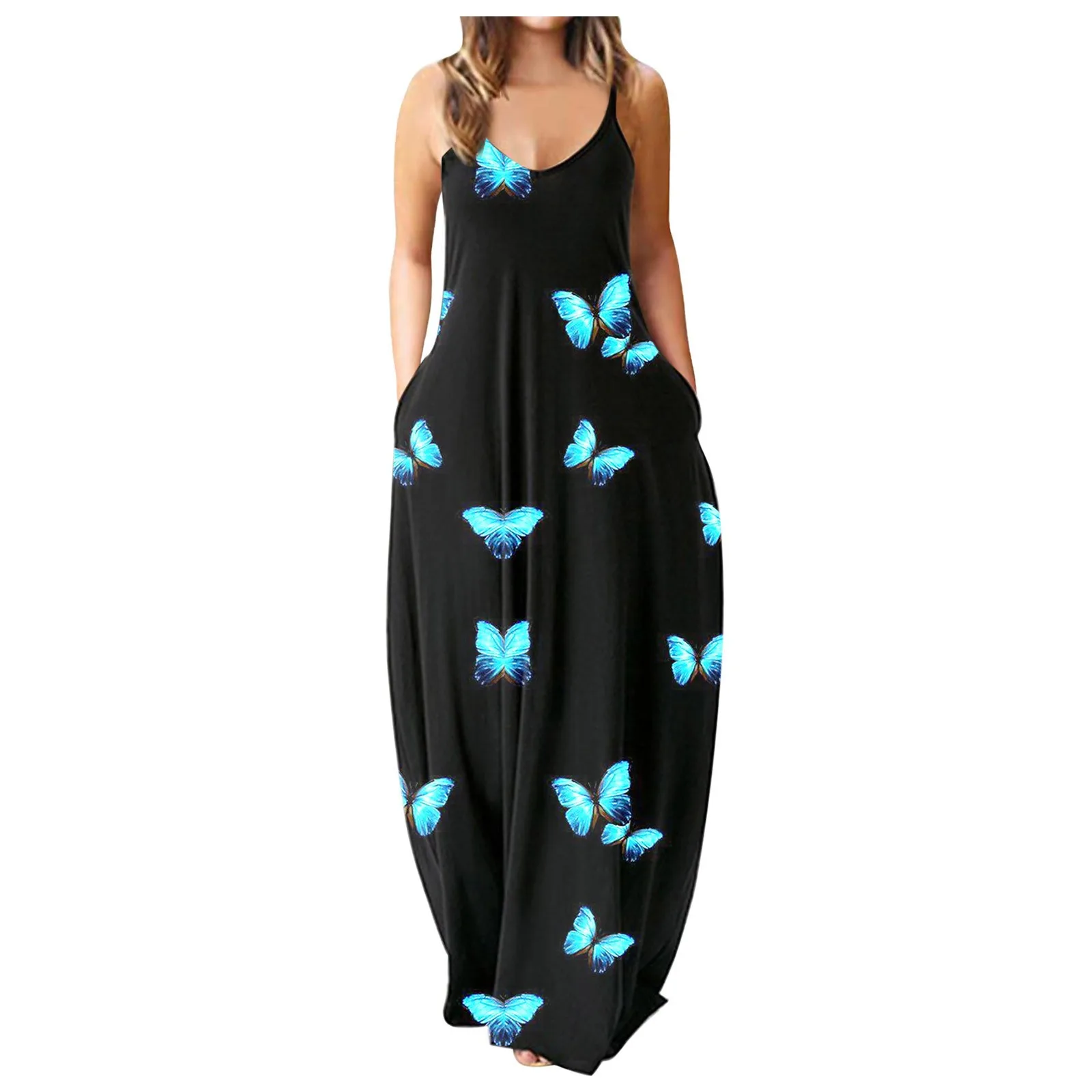 

Summer Flower Long Dresses Sleeveless Size Plus Print O-neck Women Pullover Women's Dress Women'S Dress