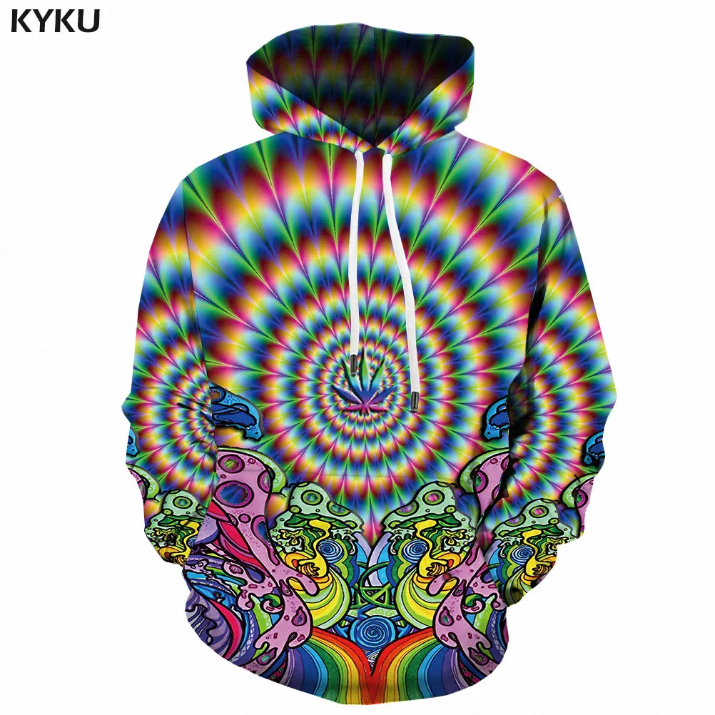 

KYKU Brand Dizziness Sweatshirts men Psychedelic Hoody Anime Hypnosis Sweatshirt Printed Colorful 3d Printed Hooded Casual