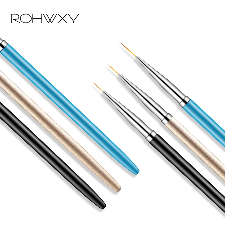 ROHWXY Кисть для ногтей кристалл акриловый дизайн ногтей Живопись из линий ручка кисть УФ гель лак Советы 3D дизайн маникюр Рисунок набор инструментов