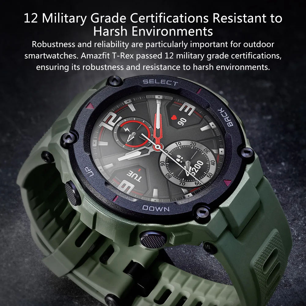 Умные часы Amazfit T rex Смарт с контрастными музыками GPS ГЛОНАСС 20 дней автономной