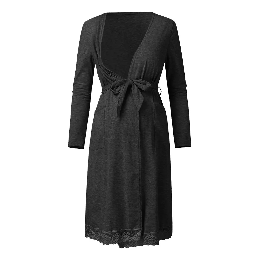 Ночное Белье для беременных женщин однотонное платье с карманами грудного