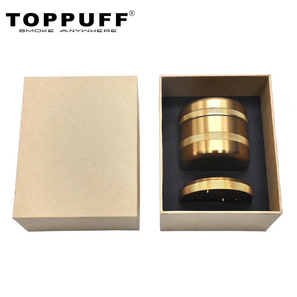

TOPPUFF Air Craft Aluminum Metal Smoking Herb Grinder 4 -Parts Crusher CNC Diamond Teeth Tobacco Grinder Handle Smoke Miller