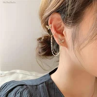 925 silver needle star butterfly ear clip temperament hollow diamond metal chain non pierced earrings ladies fashion jewelry