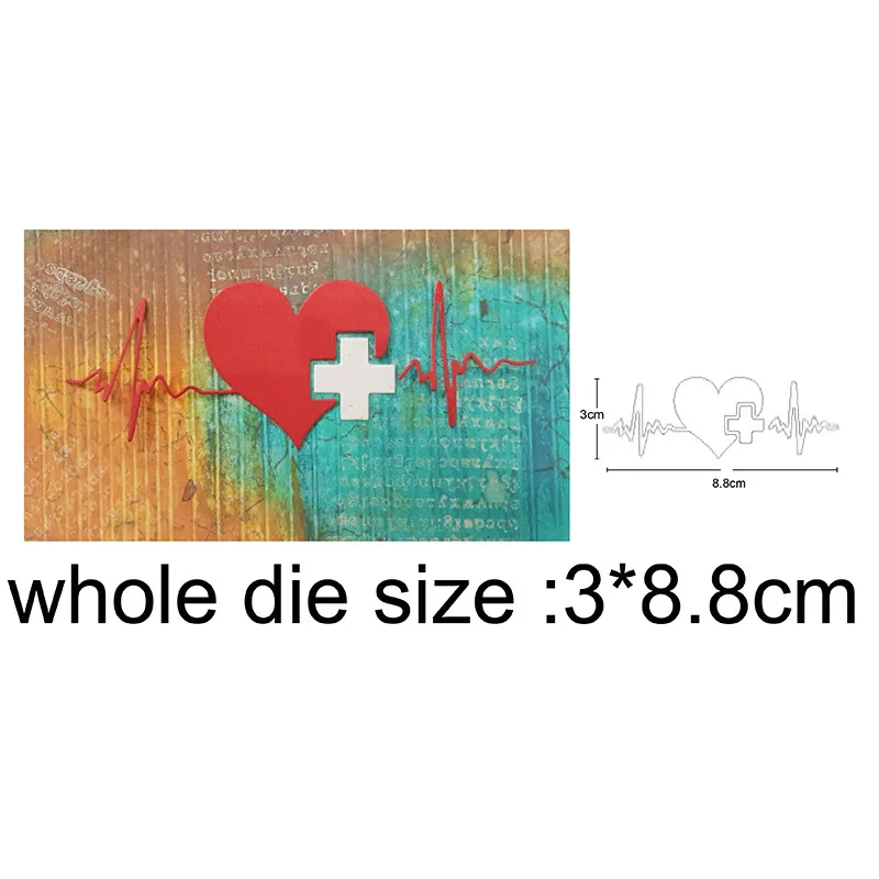 

ECG Heart Border metal cutting dies cut die mold Scrapbooking dies paper craft knife mould blade punch stencils dies new 2021
