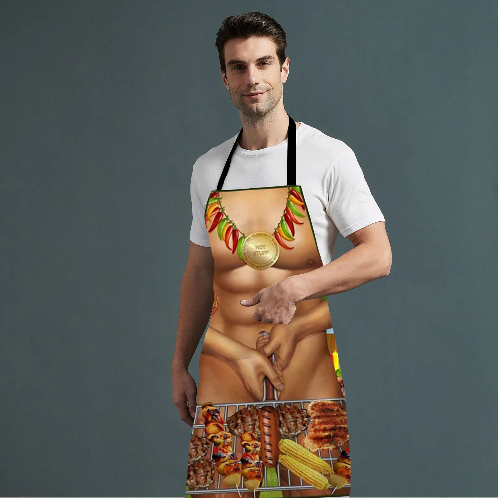 

3D Funny Printed Adult Apron For Men Sleeveless Hanging Kitchen Aprons For Cooking Baking Multipurpose Household Cleaning Apron