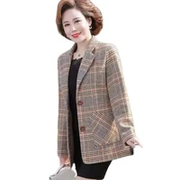mother spring autumn clothing temperament jacket 2021 new middle aged women fashion short plaid outerwear small suit coat m325