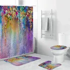 Свадебные шторы для душа с цветочным рисунком, цветные цветы, Противоскользящий коврик, ковер, набор для ванной комнаты с занавеской для душа и ковриками, украшение для дома