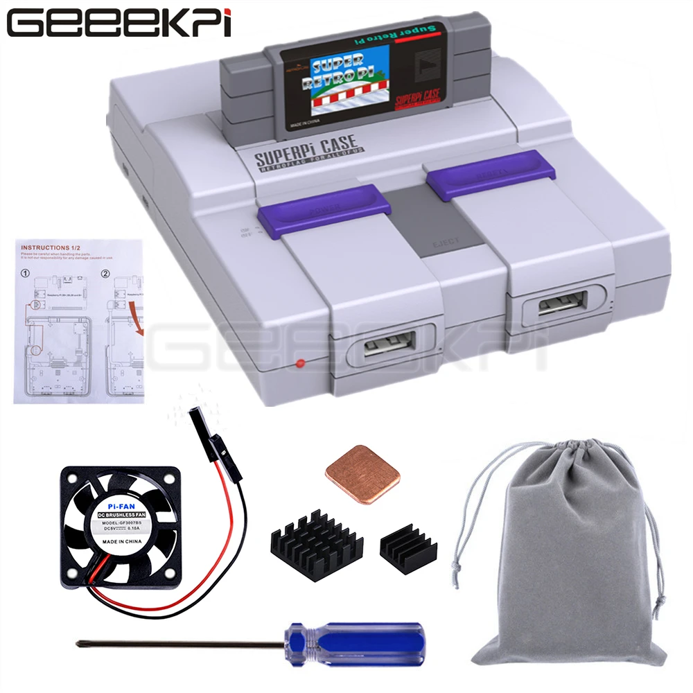 Оригинальный чехол GeeekPi Retroflag SUPERPi CASE U NESPi с дополнительным адаптером питания