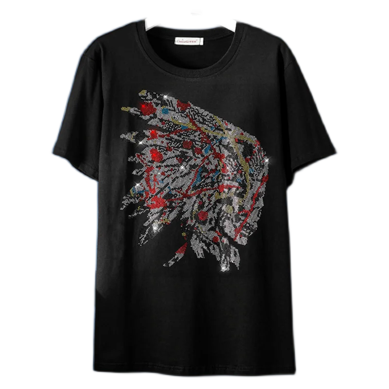 

Женская футболка в стиле Харадзюку, Повседневная Свободная футболка с круглым вырезом и коротким рукавом, с абстрактным принтом, модель TX172 ...