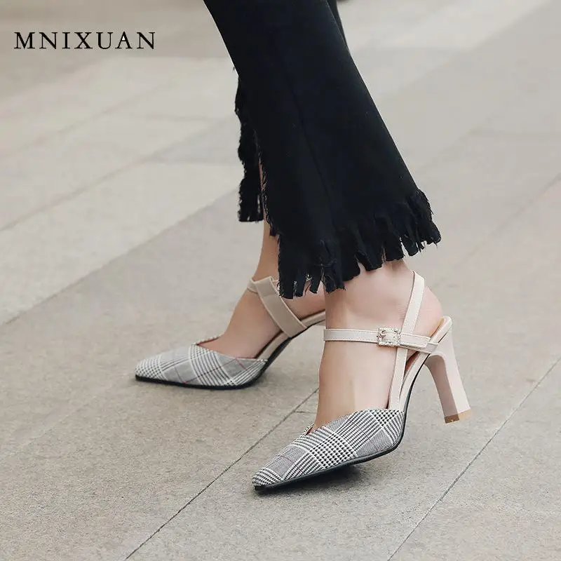 Женские сандалии MNIXUAN на высоком каблуке летние туфли с закрытым носком новые