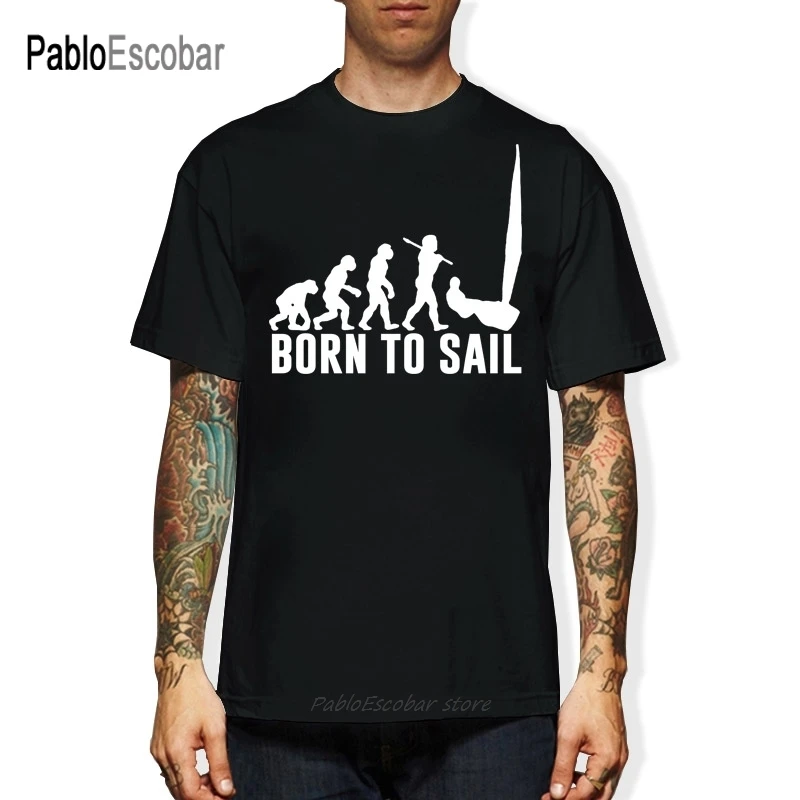 Модные Эволюция парусных лодок Футболка мужская летняя Стиль хлопковая футболка с короткими рукавами