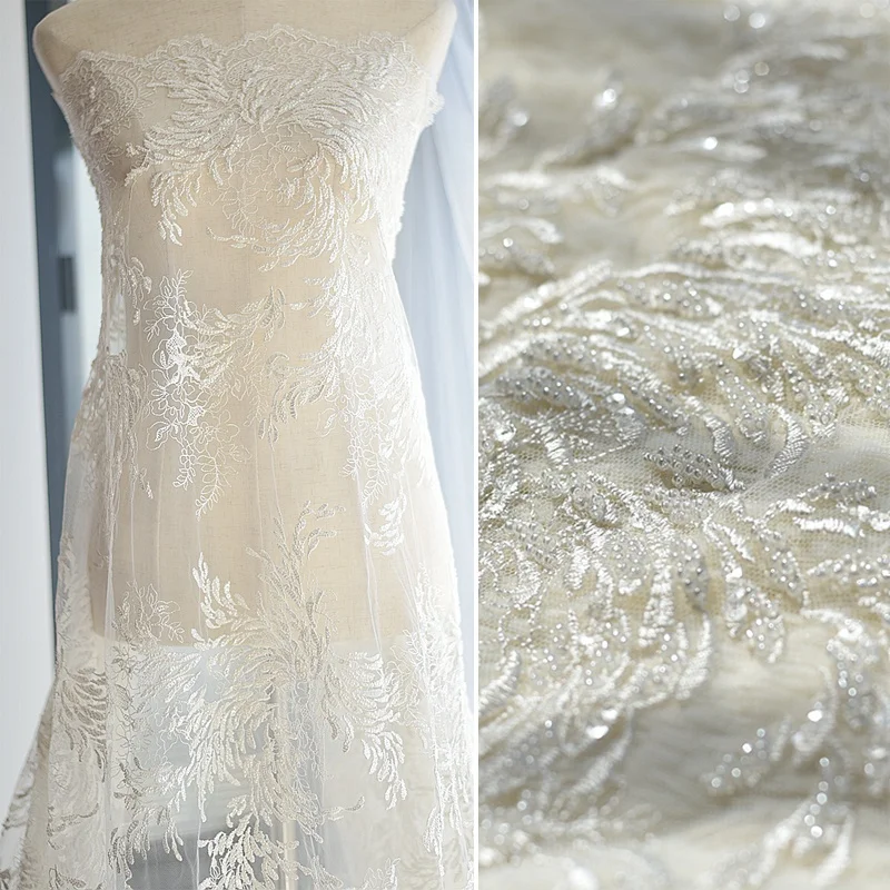 

Роскошное перо Бисероплетение вышивка кружевная ткань свадебное платье лента отделка Сделай Сам шитье Кружевной Край