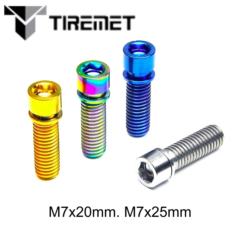 Tiremet 6 шт./лот велосипедный титановый шестигранный болт M7 * 20 M7x25 мм золотистый для