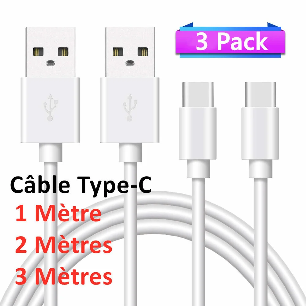 

CABLE TYPE-C USB pour Huawei P20/P30 Samsung A20e A21s A51 A71 S20 S10 S9 S8