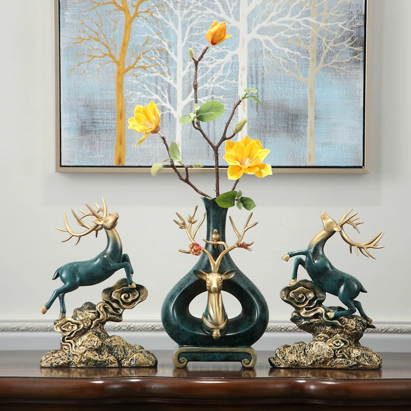 

Скандинавские Креативные украшения в виде оленя, из смолы, ваза в виде оленя для гостиной, украшение искусственные цветы, статуэтки для отел...