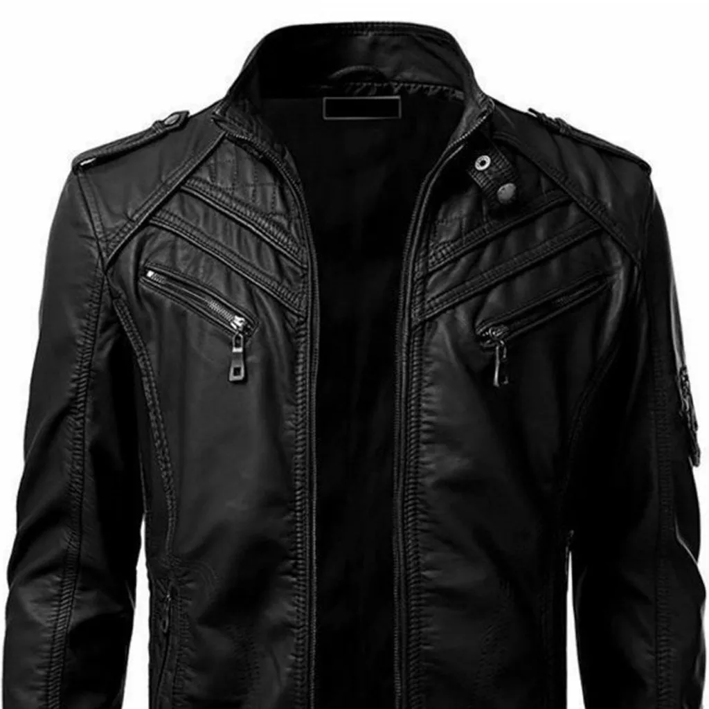 Мужская кожаная куртка chaqueta hombre, мужская зимняя куртка из искусственной кожи, Байкерская мотоциклетная куртка на молнии, пальто с длинным рукавом, Топ
