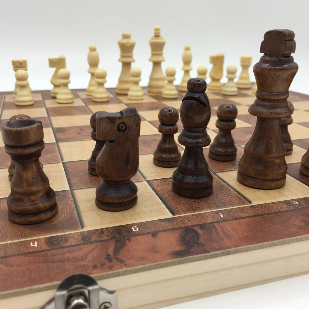 Large Chess &amp Checkers Backgammon 3 in 1 Learning Set Outdoor Travel Games Without Magnetic Board Size 44 cm x | Спорт и