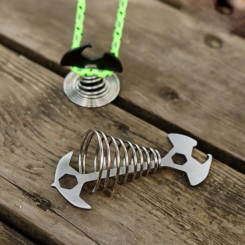 Уличный крючок для заземления рыбьей кости пружинный веревочная Пряжка