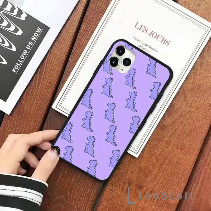 

Dinosaur cartoon painting lovely Phone Case for iPhone 11 12 pro XS MAX 8 7 6 6S Plus X 5S SE 2020 XR Soft silicone