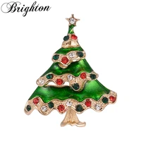 brighton trendy colorful crystal christmas enamel tree brooches for women party clothing pins fashion jewelry xmas gift hot sale