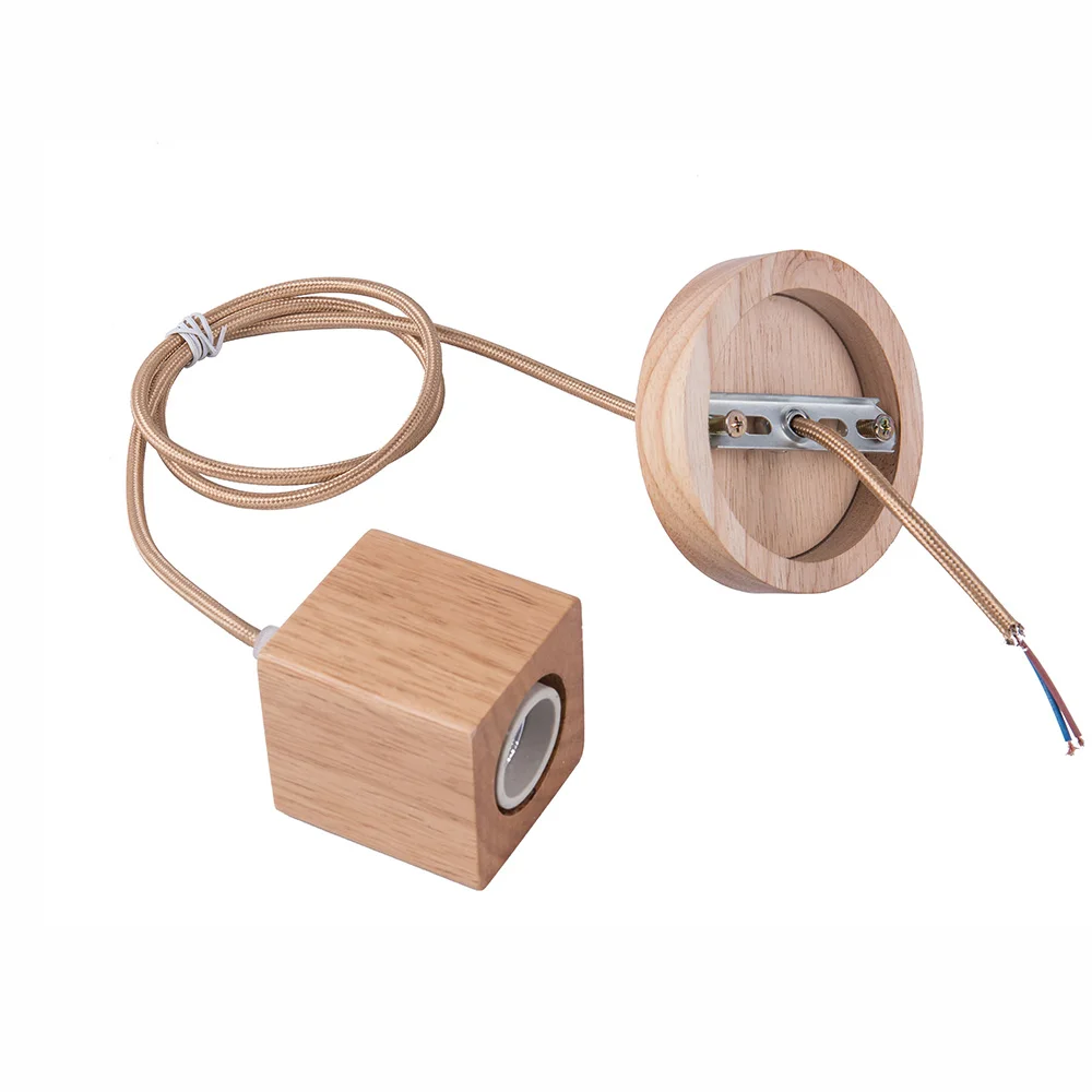 Скандинавский деревянный держатель лампы квадратная чашка светодиодная