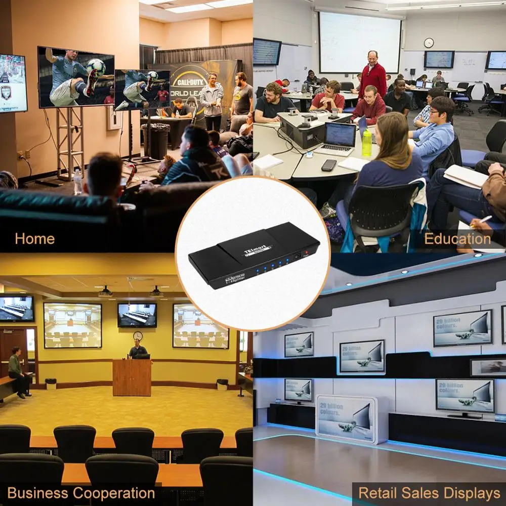 Разветвитель HDMI цветной высококачественный Переключатель Ultra HD 4K 1x4 с адаптером