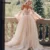 Женское ТРАПЕЦИЕВИДНОЕ свадебное платье Sevintage, розовое Тюлевое платье с длинными рукавами-фонариками, украшенное драгоценными камнями - изображение