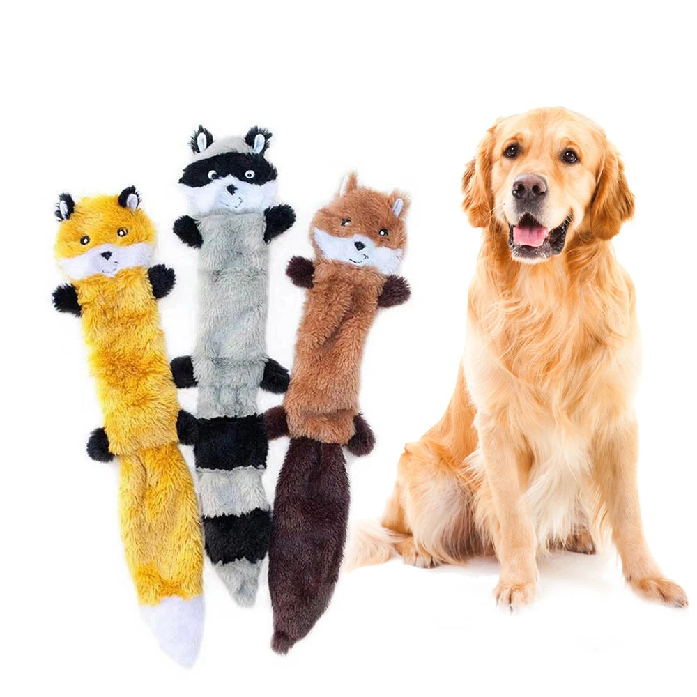

3colors Cute Dog Training Toys Stuffed Squeaking Big Pet Toy Plush Raccoon For Dog Cat Chew Squeaky Puppy Toy For Sleeping