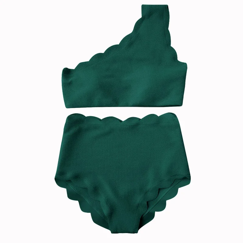 Женский Цельный купальник с волнистыми краями волнистый на одно плечо высокой