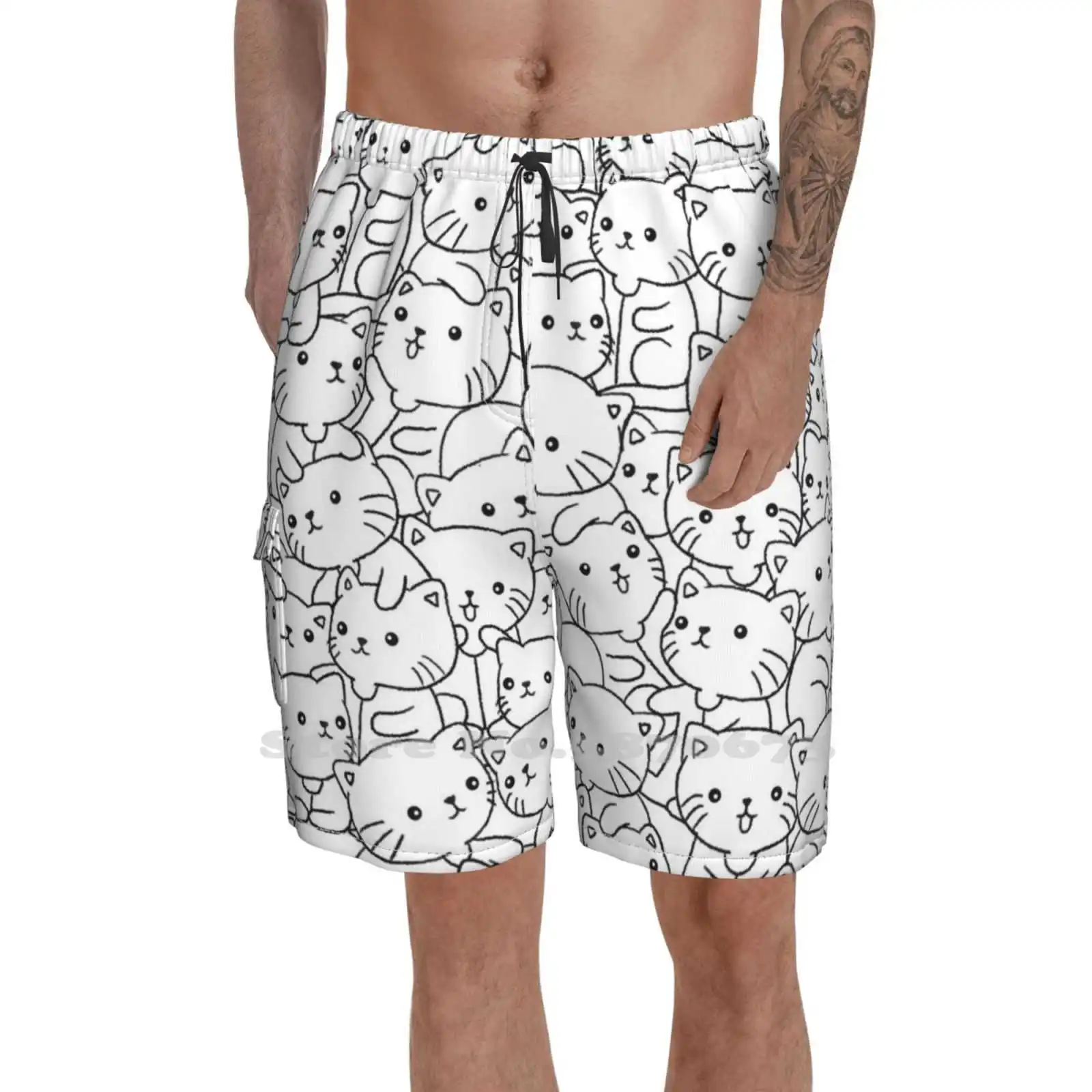 Шорты для бега и фитнеса спортивные с ремешком кошек Zox Милый Котик Pussycat