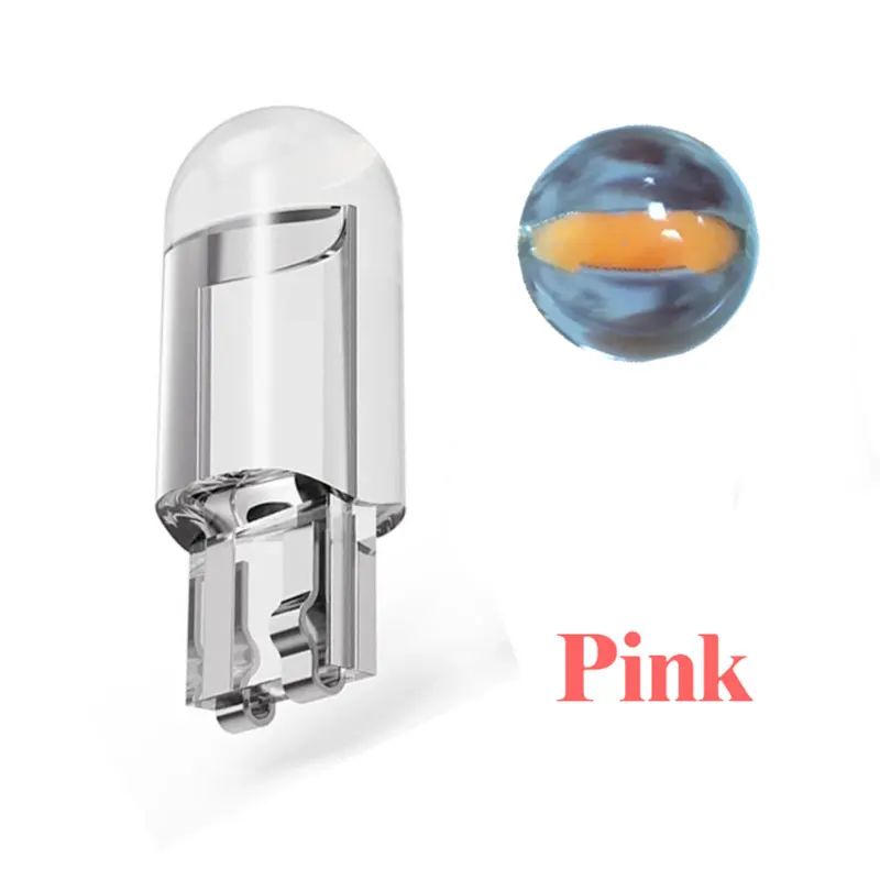 

2pcs W5W 194 T10 Glass Housing Cob LED Car bulb 3000K 6000K White Green Blue Red Wedge License Plate Lamp Dome Light White