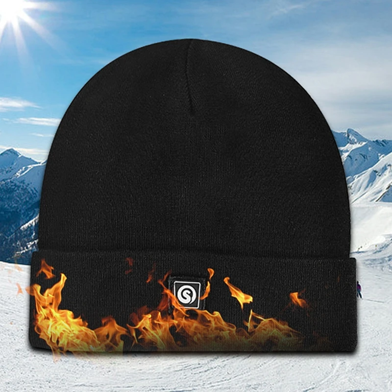 

2021 New Unisex Winter Electric Heated Beanie Hat Rechargeable Battery Plush Lined Cap