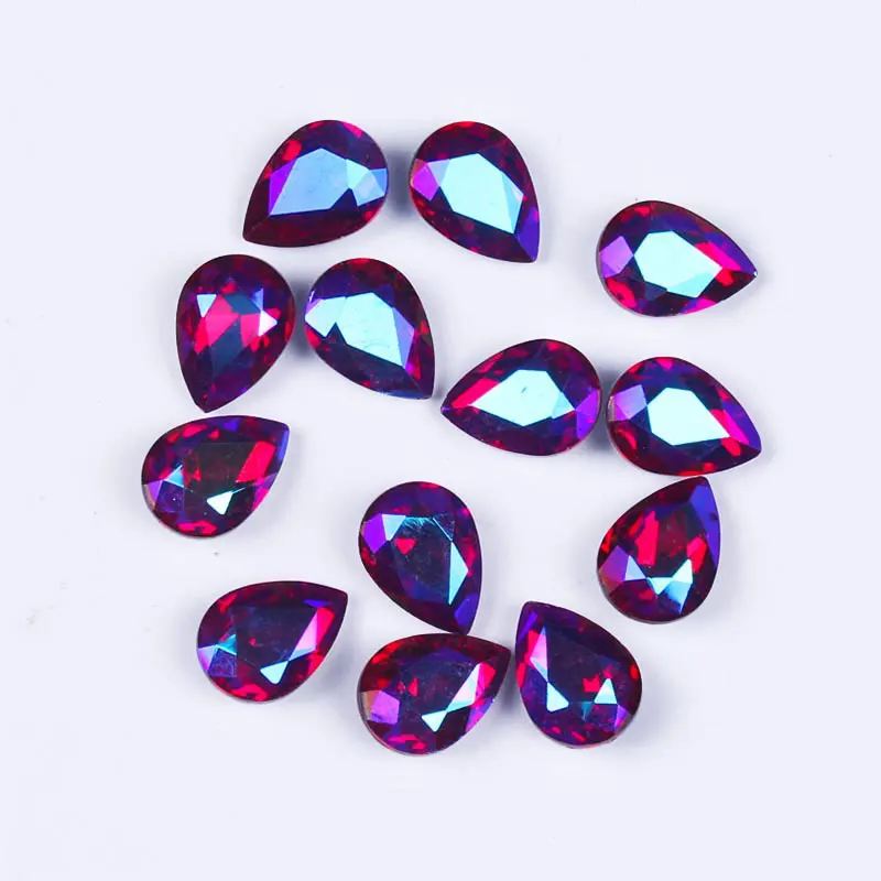 Камни и кристаллы в форме капли воды блестящие стразы для одежды незакрепленные