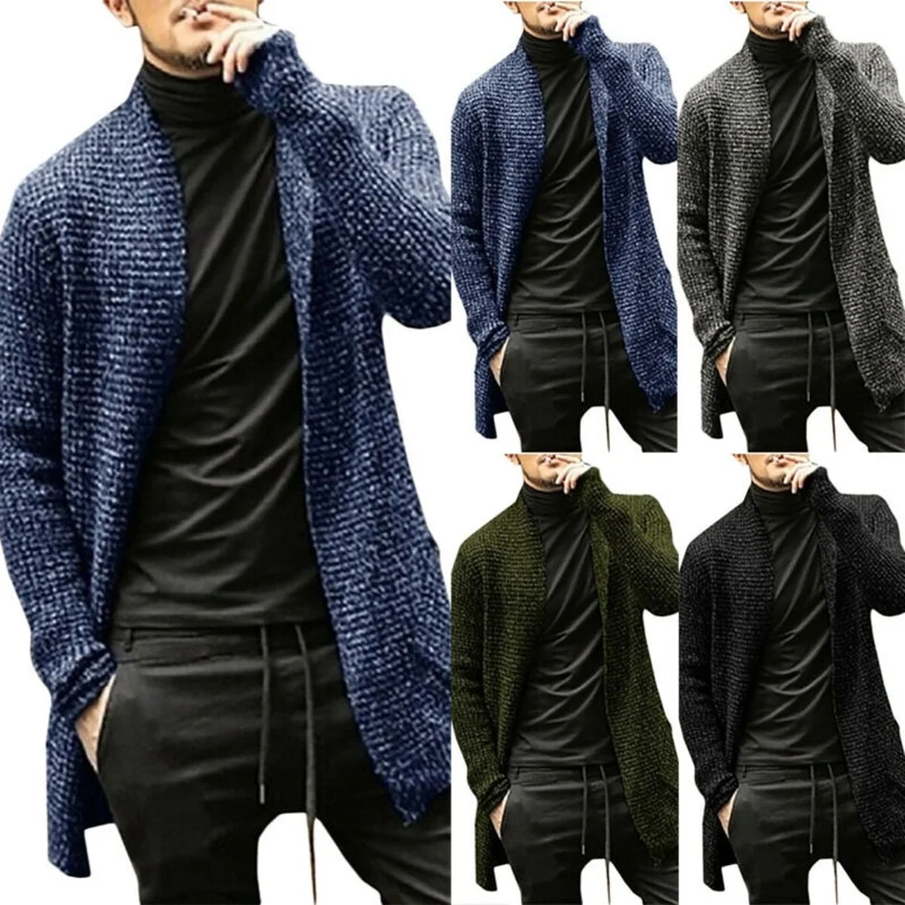 

Men Long Sleeve Slim Fit Formal Knitted Cardigan Sweater Warm Jumper Jacket Coat