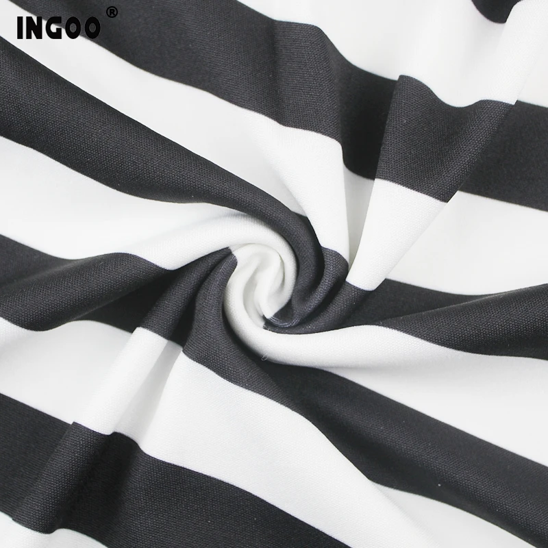 

INGOO Summer Striped Print Sleeveless Bodycon Dress Women Autumn Casual Patchwork O-neck High Wasit Pencil Dresses Office Lady