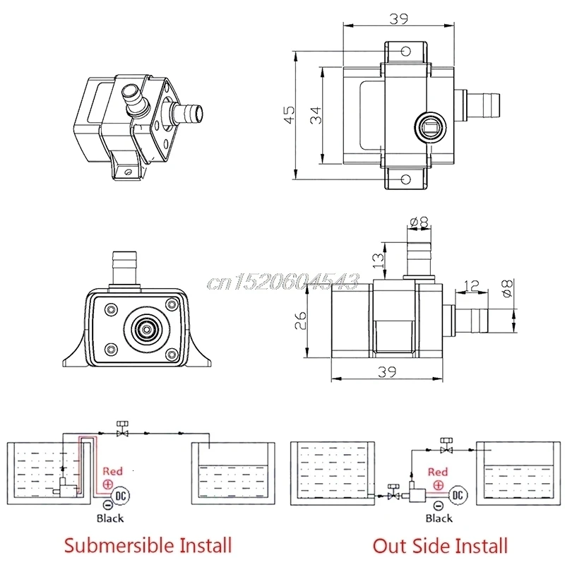 ShengYang мини DC12V 3 м 240л/ч бесщеточный мотор погружной водяной насос домашний G08 Прямая поставка