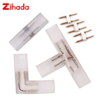 6mm 8mm 2pin l t shape corner connector middle plug with copper needle for ac 110v 220v led strip 5050 3014 2835 single color