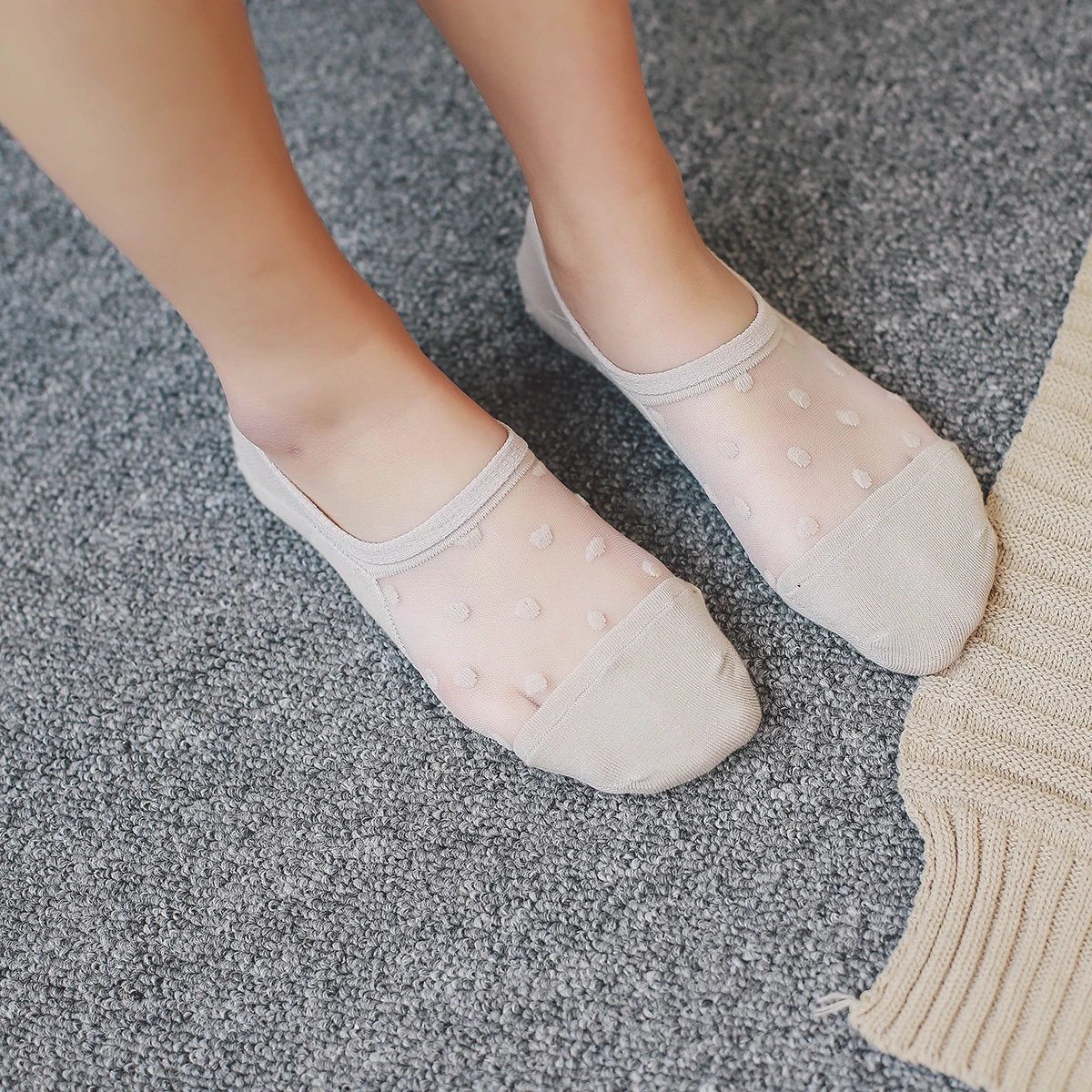Носки женские хлопковые с низким вырезом Нескользящие невидимые носки невидимки