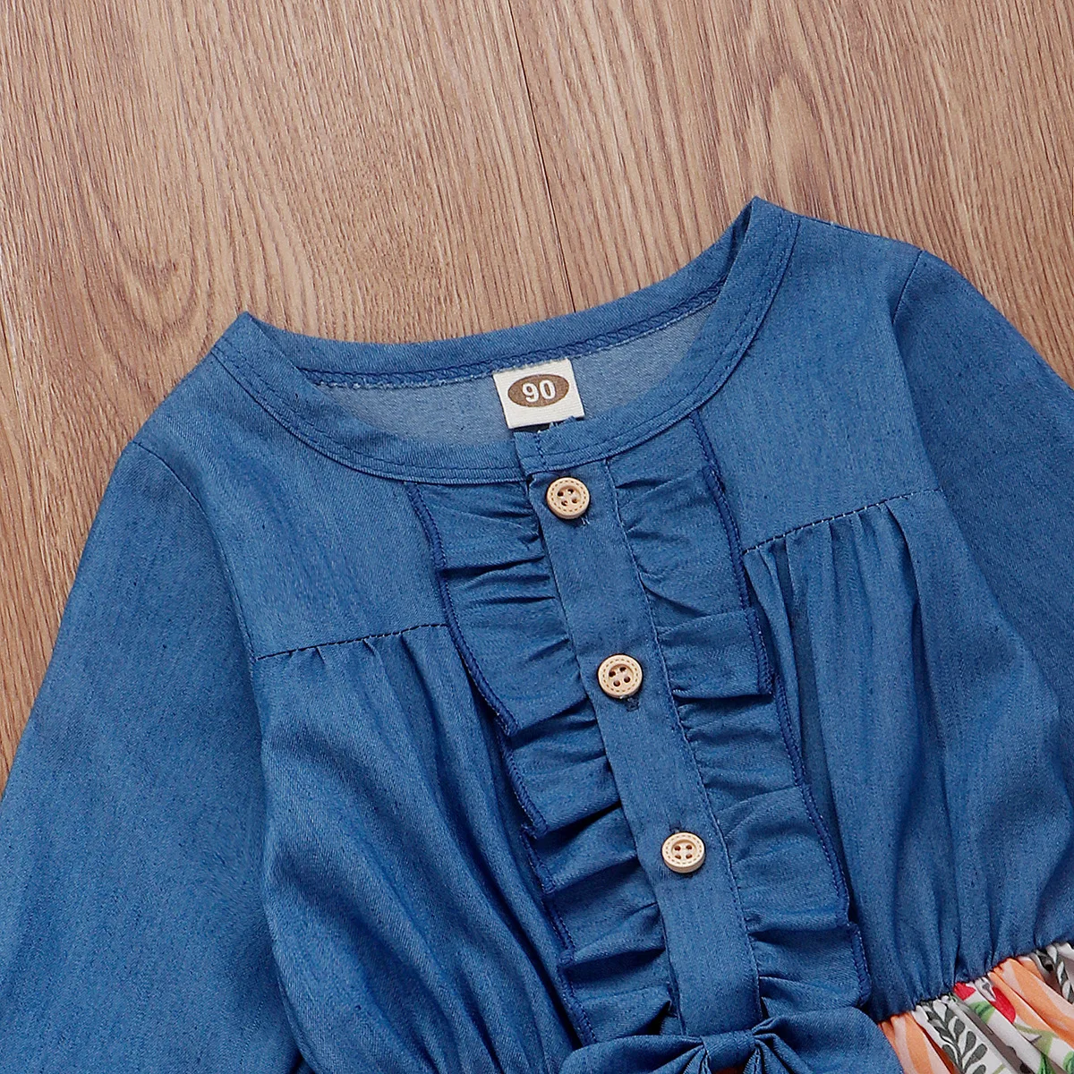 INS 2019 Girls Clothes Fashion Denim Dress Long Sleeves Autumn New Cartoon Pumpkin Kids Clothing Girl Costume | Детская одежда и