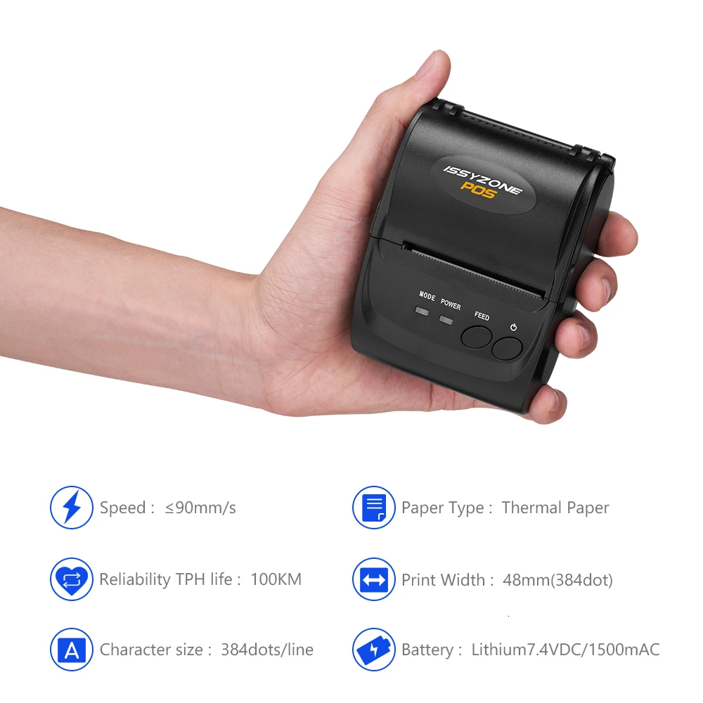IssyzonePOS Bluetooth термопринтер 58 мм ручной POS Android iOS Мини карманный принтер мобильный портативный принтер SDK