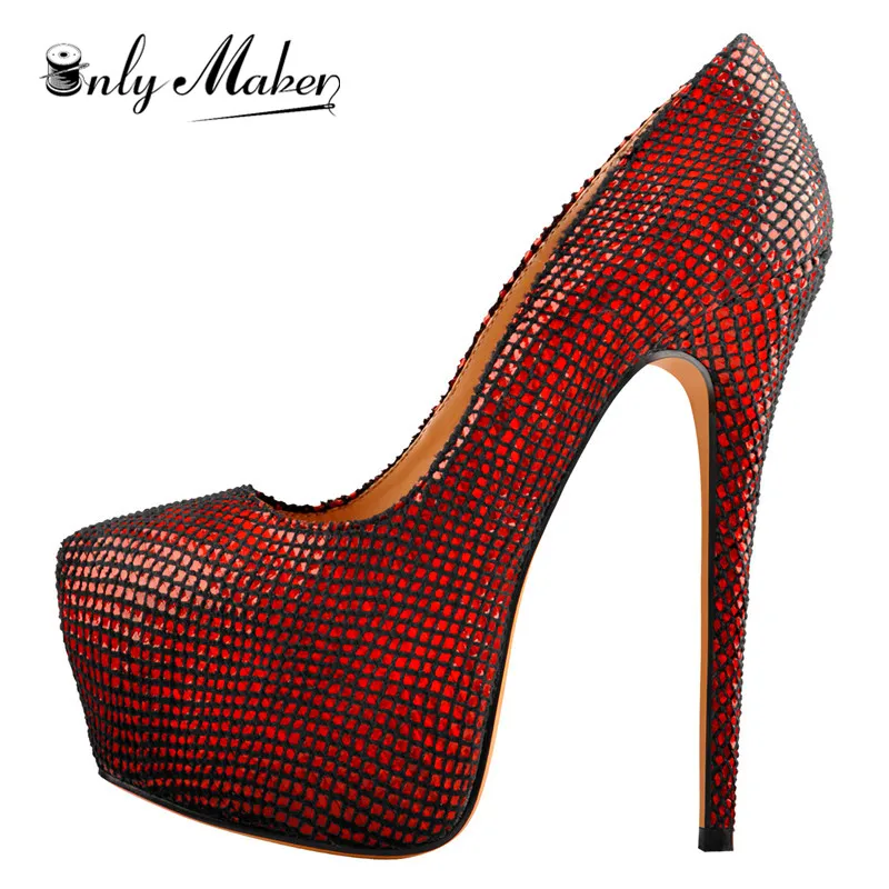 Женские туфли лодочки Onlymaker на высоком каблуке 16 см блестящие из искусственной
