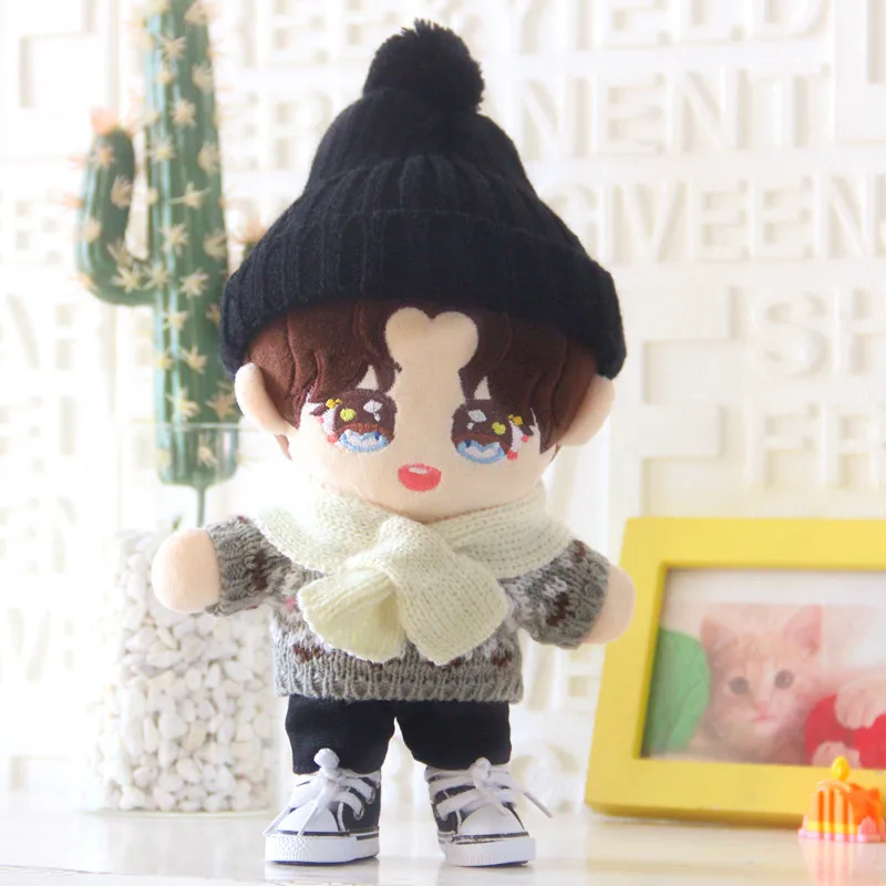 

20cm doll clothes Lovely sweater Black pants dolls accessories for our generation Korea Kpop EXO idol Dolls gift DIY Toys