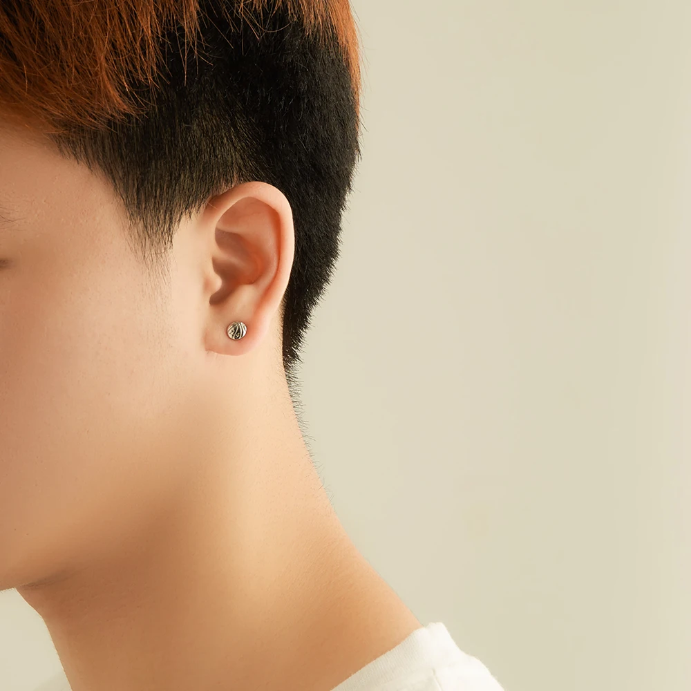 

ZEMIOR Real 925 Sterling Silver Round Basketball Stud Earrings For Women Energetic Simple Small Earring Fine Unisex Jewelry