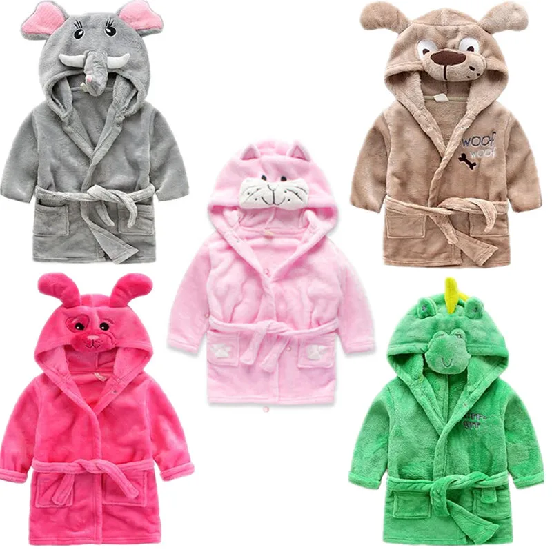 

Kids Baby Boys Girls Pyjamas Nightgown Cartoon Children Hoodie Sleepwear Robes Coral Flannel Lovely Animal Bathrobe Bath Robes