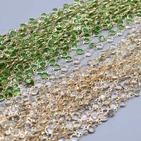 1 meter beaded chain green crystal glass bead chain metal chain copper necklace chain accessories for jewelry making diy