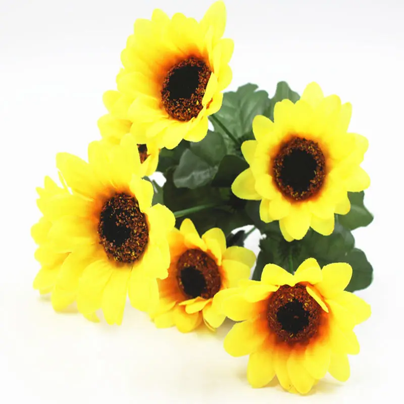 Домашнее свадебное украшение имитация цветов семь подсолнухов|Искусственные