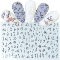 1pc letter nail decals owl flower unicorn nail disign ultra thin back gummed embossed stickers for nails diy art nails stickers